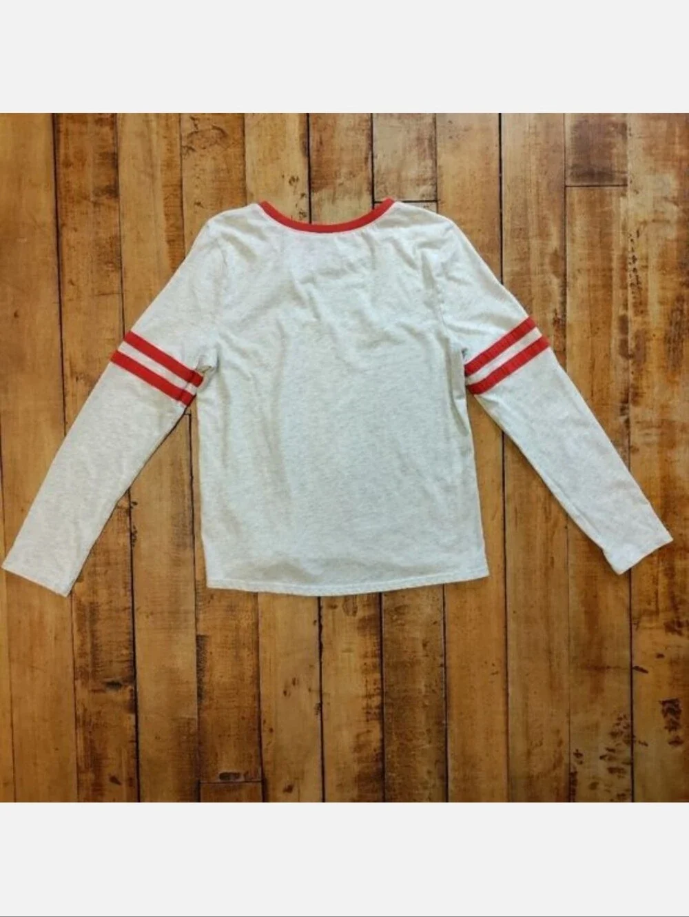 Justice lightweight long sleeve tee size 12 girls cream red